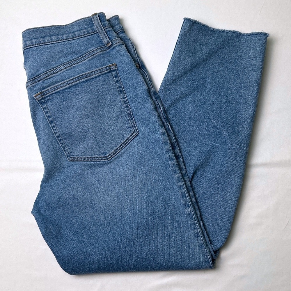 J.Crew Womens Essential Straight Raw Hem High Rise Jeans Size 10/30 Medium Wash